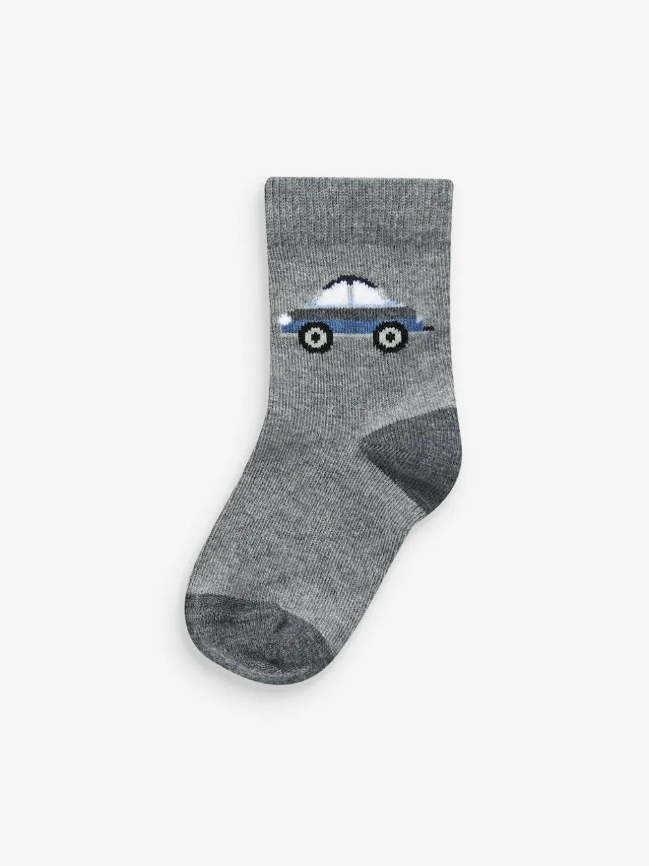 Next Blue Stripes/Transport Cotton Rich Socks 7 Pack Hot