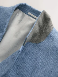 Next Tailored Fit Linen Blend Texture Suit Jacket Blue