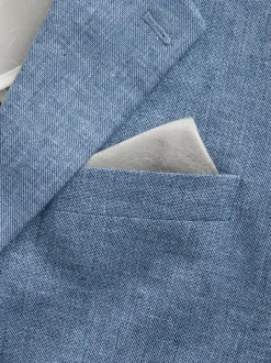 Next Tailored Fit Linen Blend Texture Suit Jacket Blue