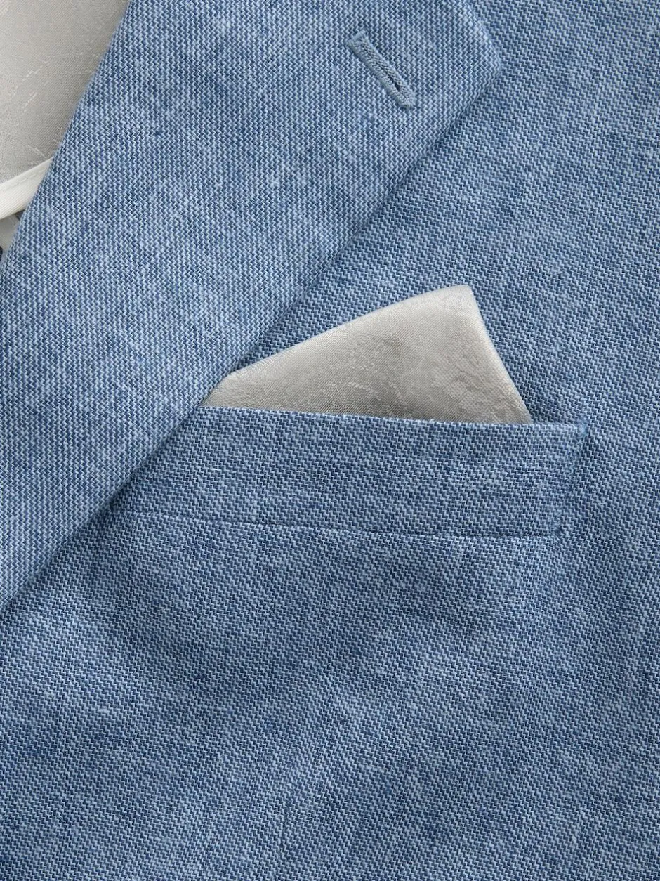 Next Tailored Fit Linen Blend Texture Suit Jacket Blue