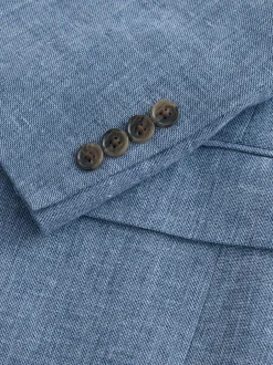 Next Tailored Fit Linen Blend Texture Suit Jacket Blue