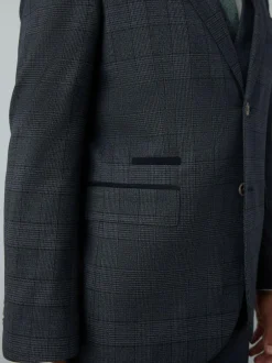 Next Blue Tailored Fit Trimmed Check Suit Jacket Clearance