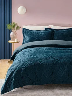 Next Velvet Ginkgo Duvet Cover and Pillowcase Set Blue Teal Online