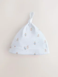 Next Blue Tie Top Baby Hats 3 Pack (0-12mths) Clearance
