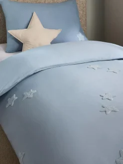 Next Blue Tufted Stars Cotton Duvet Cover and Pillowcase Set Online