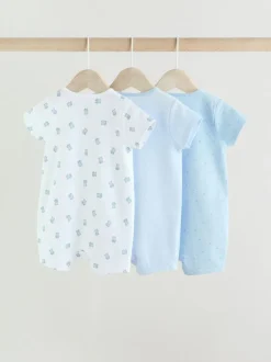 Next Blue Two Way Zip Baby Rompers 3 Pack (0mths-3yrs) Hot