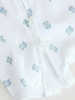 Next Blue Two Way Zip Baby Rompers 3 Pack (0mths-3yrs) Hot