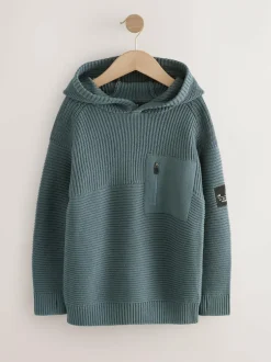 Next Blue Utility Knitted Hoodie (3-16yrs) Online