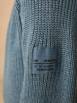 Next Utility Zip Neck Knitted Jumper (3-16yrs) Blue Clearance