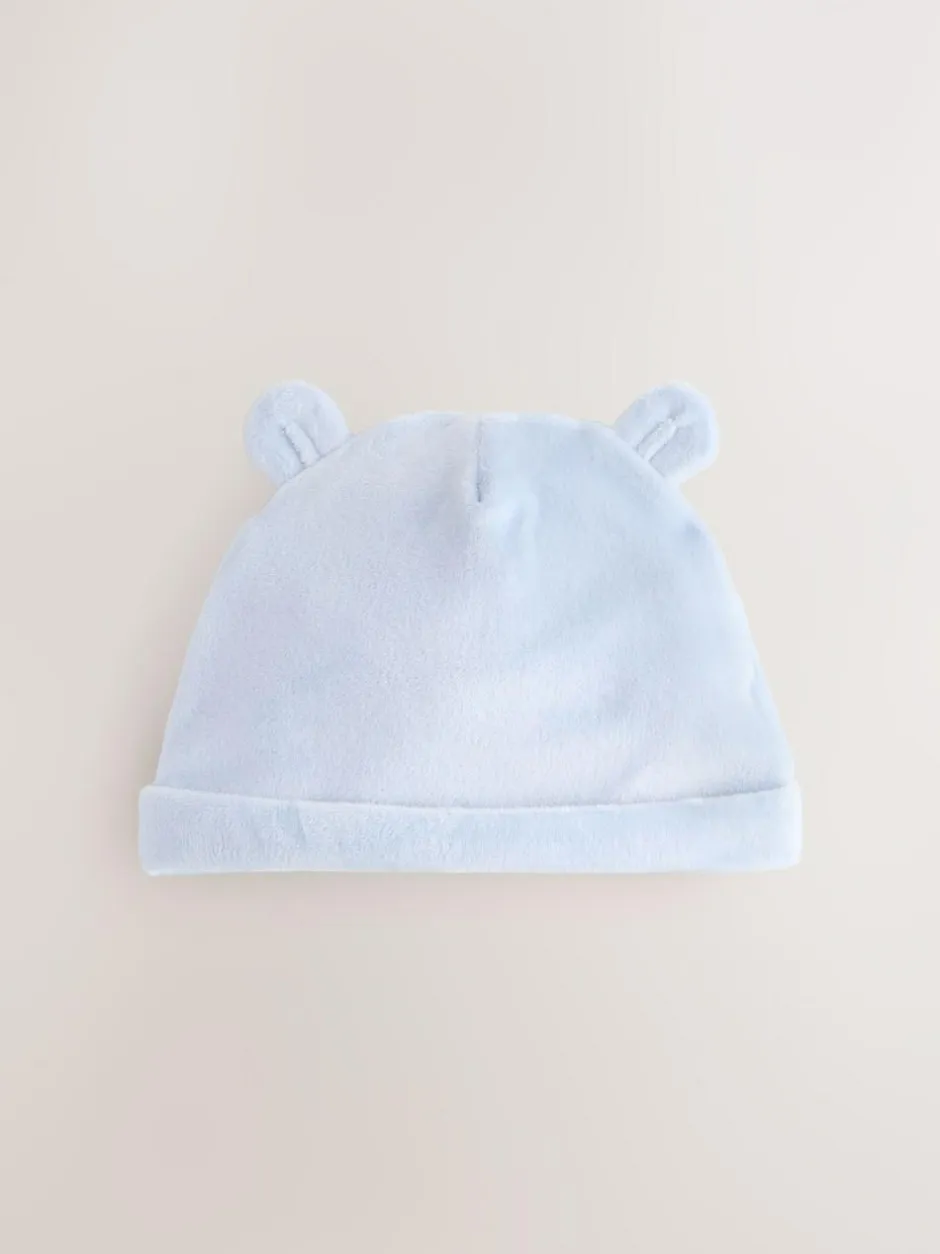 Next Blue Velour Baby Beanies 2 Pack (0-12mths) Outlet