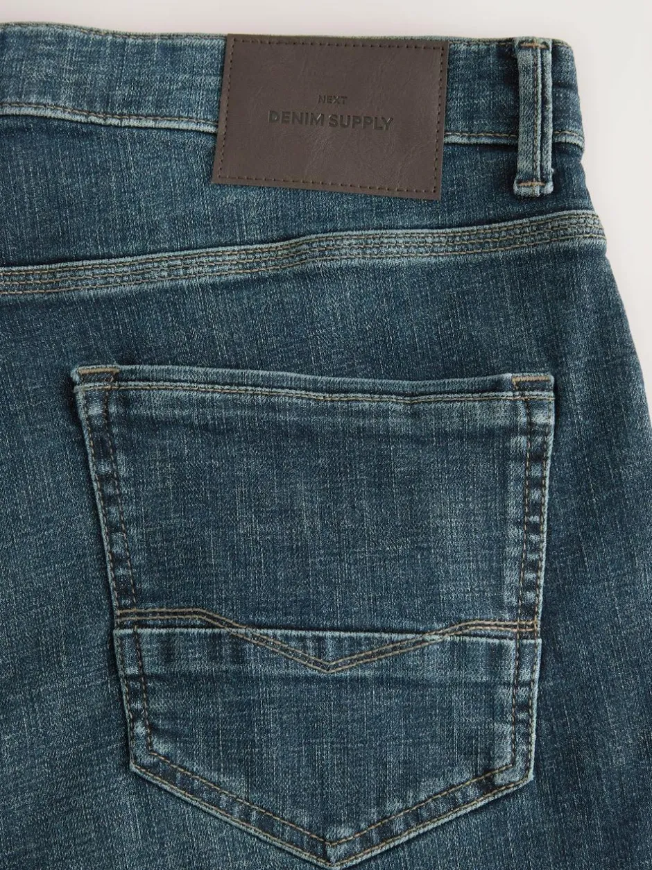 Next Regular Tapered Fit Authentic Stretch Denim Jeans Blue Vintage Best