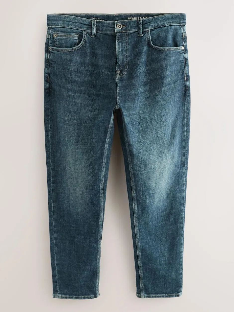 Next Regular Tapered Fit Authentic Stretch Denim Jeans Blue Vintage Best