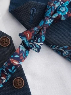 Next Blue Waistcoat, Shirt, Trousers & Bowtie Set (3mths-9yrs) Outlet