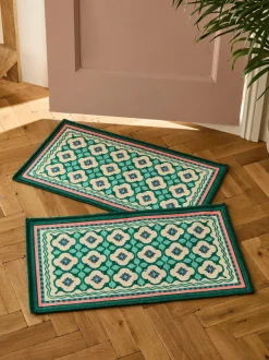Next Blue Washable Bright Tile Doormat Clearance