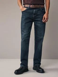 Next Straight Fit Belted Authentic Jeans Blue Washed