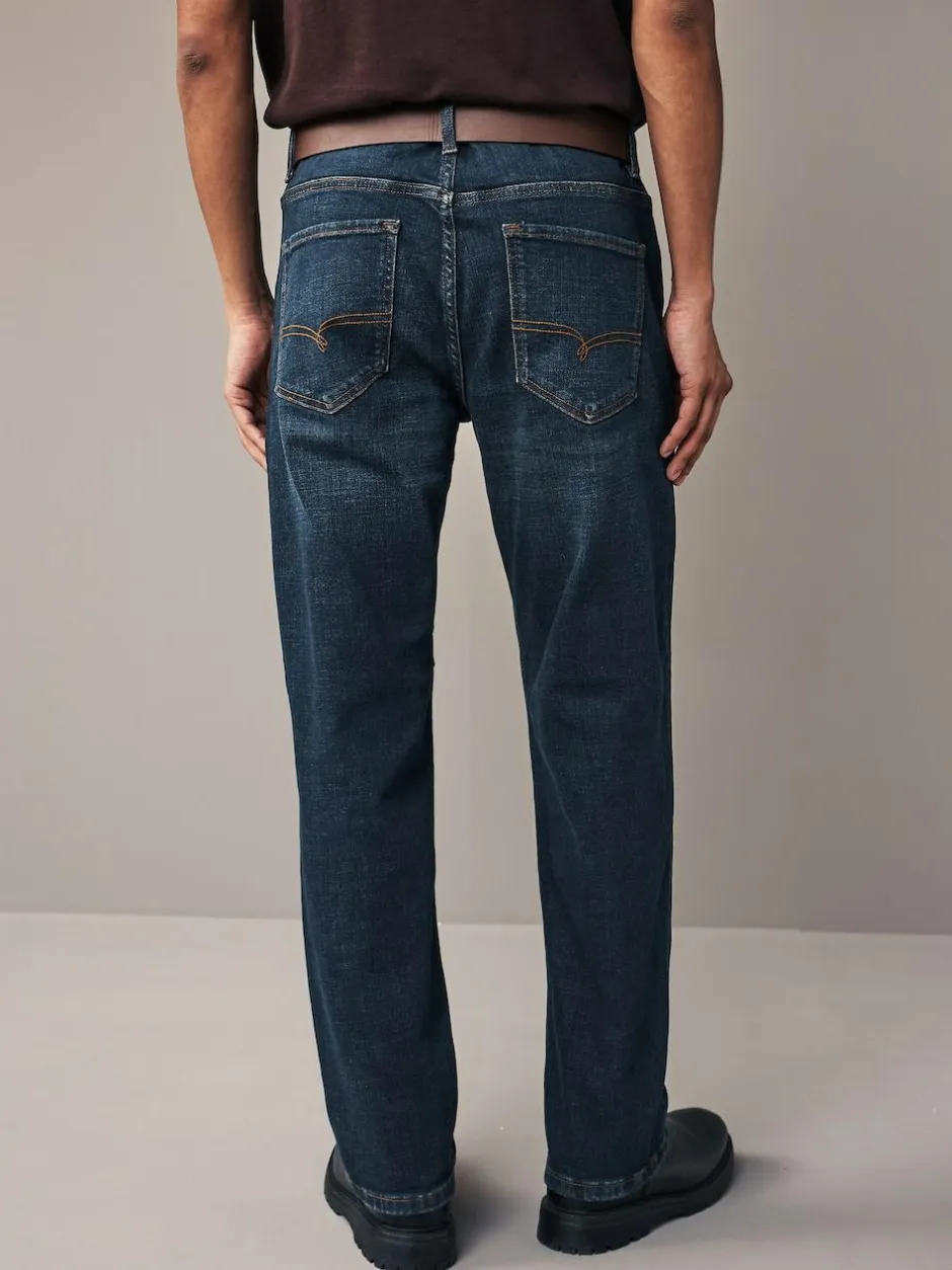 Next Straight Fit Belted Authentic Jeans Blue Washed