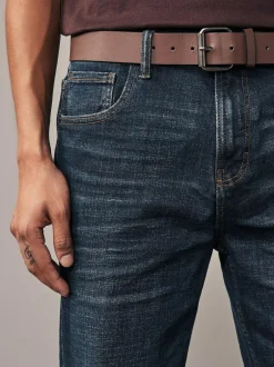 Next Straight Fit Belted Authentic Jeans Blue Washed