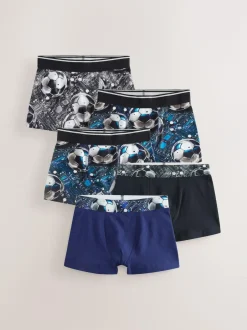 Next Boxers 5 Pack (2-16yrs) Blue/Black Football Print New