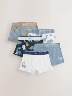 Next Trunks 5 Pack (1.5-12yrs) Blue/Brown Dino New