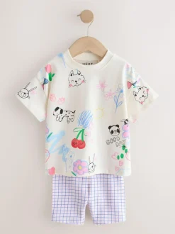 Next Top & Cycle Shorts Set 2 Pack (3mths-7yrs) Blue/Cream Hot
