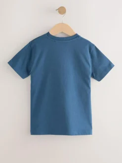 Next Blue/Ecru Colourblock Short Sleeve T-Shirt (3-16yrs) Outlet