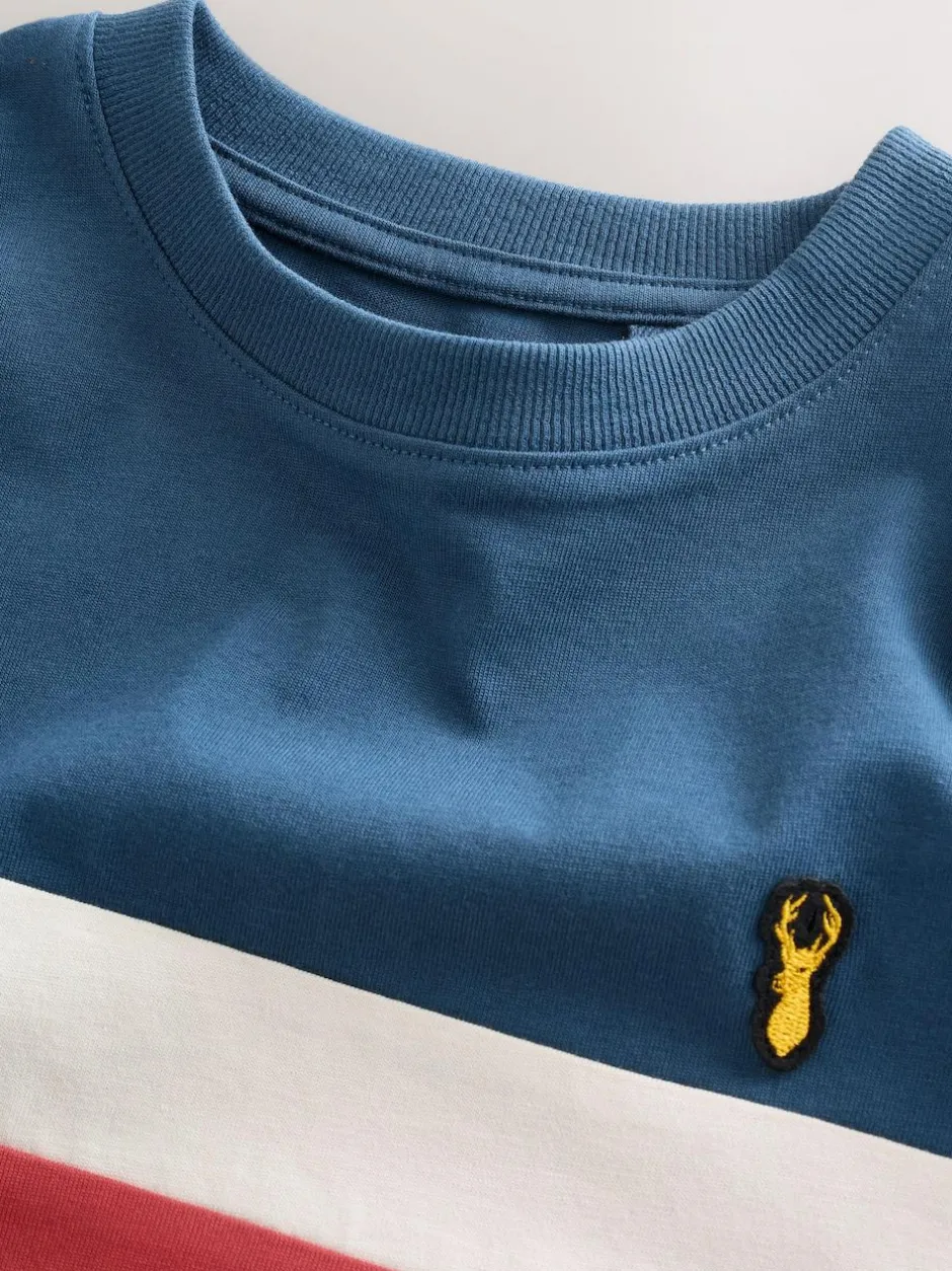 Next Blue/Ecru Colourblock Short Sleeve T-Shirt (3-16yrs) Outlet