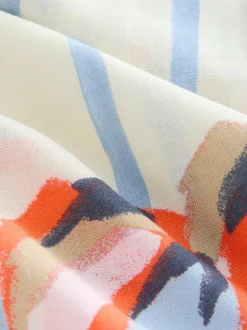 Next Pull On Wide Leg Trousers With Linen Blue/Ecru Outlet