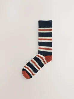 Next Blue/Ecru Striped Cushioned Sole Comfort Socks 5 Pack Online