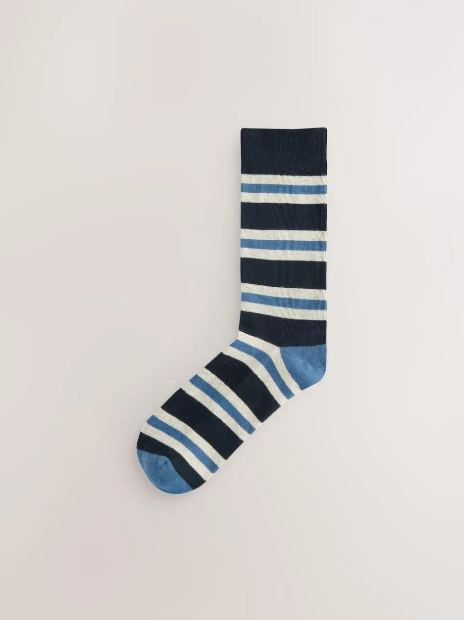 Next Blue/Ecru Striped Cushioned Sole Comfort Socks 5 Pack Online