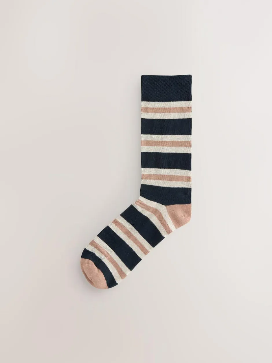 Next Blue/Ecru Striped Cushioned Sole Comfort Socks 5 Pack Online