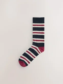 Next Blue/Ecru Striped Cushioned Sole Comfort Socks 5 Pack Online
