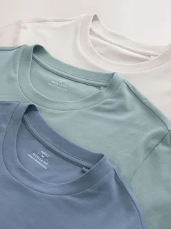 Next Muscle Fit Essential T-Shirts 3 Pack Blue/Ecru White/Green Online
