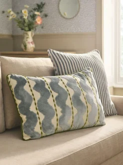 Next Blue/Green 40 x 59cm Cut Velvet Wiggle Cushion Discount