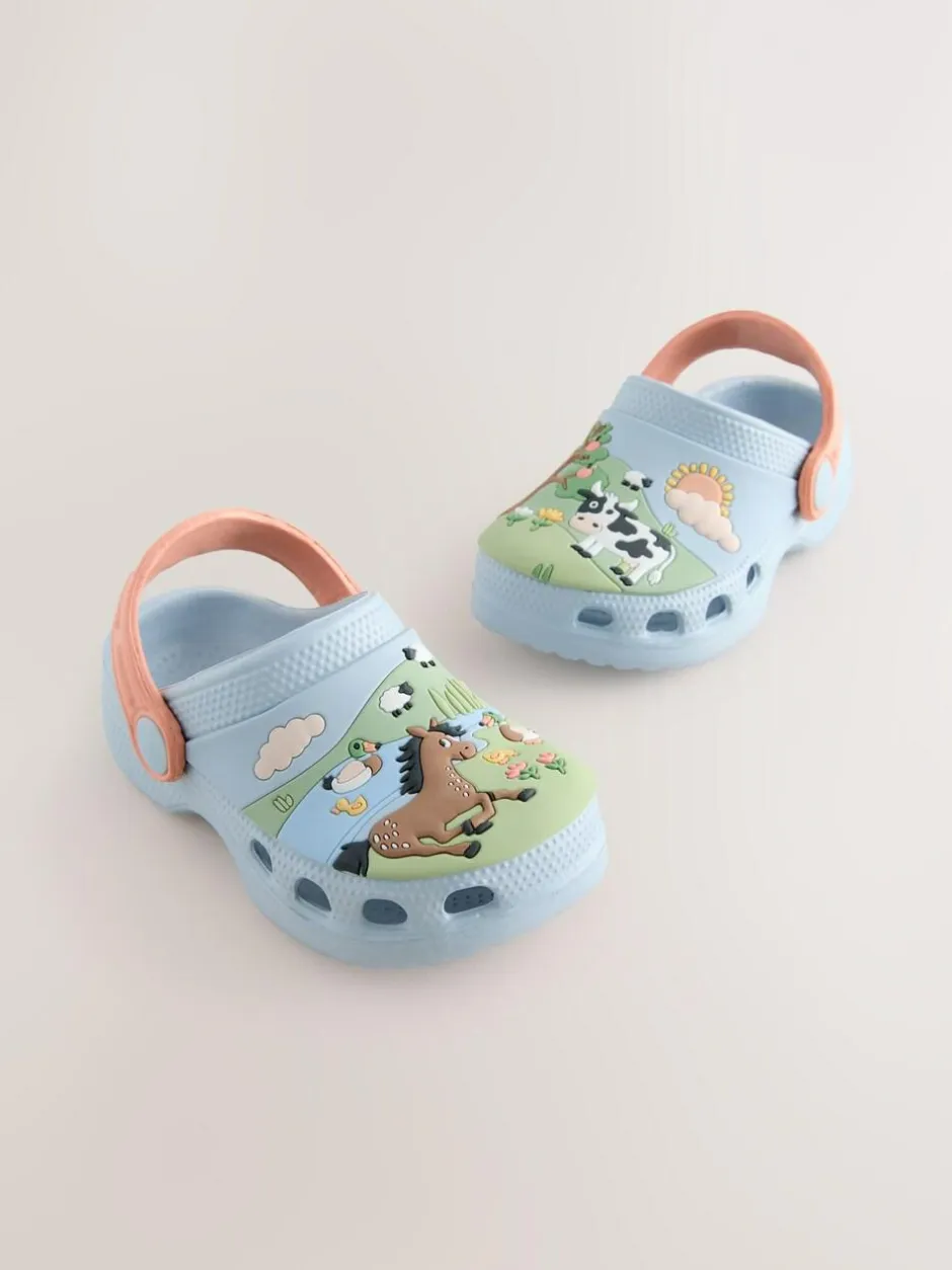Next Standard Fit (F) Character Clogs Blue/Green Farm Discount