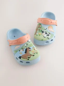 Next Standard Fit (F) Character Clogs Blue/Green Farm Discount