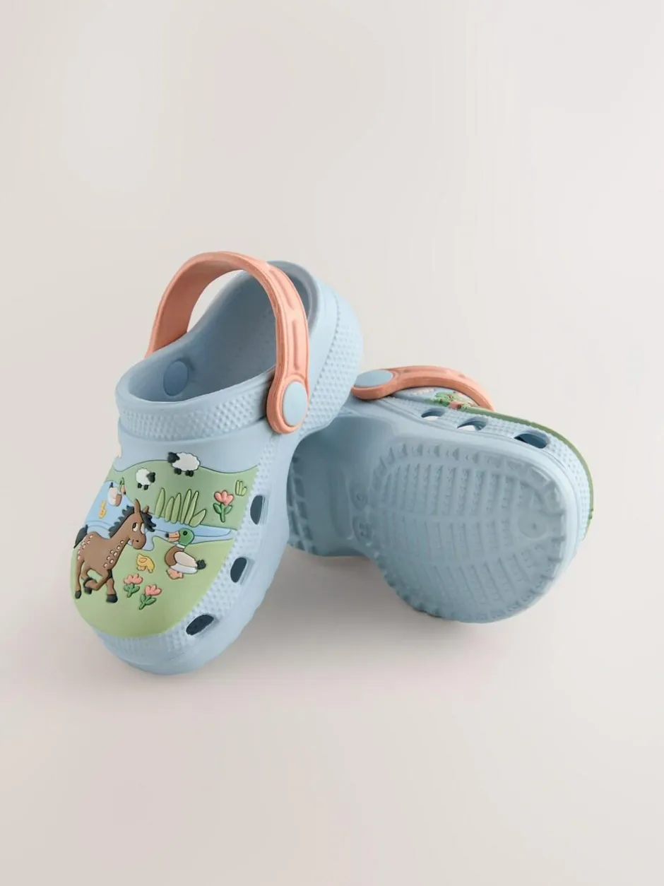 Next Standard Fit (F) Character Clogs Blue/Green Farm Discount