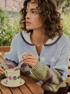 Next Blue/Green Landscape Scene Zip Cardigan Online