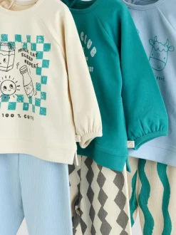 Next Baby Top & Leggings 6 Piece Set (0mths-3yrs) Blue/Green Milk Club New