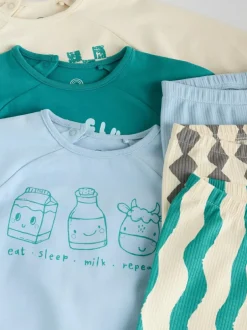 Next Baby Top & Leggings 6 Piece Set (0mths-3yrs) Blue/Green Milk Club New