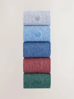 Next 5 Pack Embroidered Lasting Fresh Socks Blue/Green/Grey