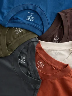 Next Blue/Green/Grey/Orange/White/Brown Regular Fit Essential Cotton T-Shirts 6 Pack Best