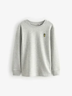 Next Stag Logo Long Sleeve Cosy T-Shirts 4 Pack (3-16yrs) Blue/Green/Grey/Stone Best
