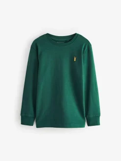 Next Stag Logo Long Sleeve Cosy T-Shirts 4 Pack (3-16yrs) Blue/Green/Grey/Stone Best