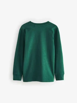 Next Stag Logo Long Sleeve Cosy T-Shirts 4 Pack (3-16yrs) Blue/Green/Grey/Stone Best
