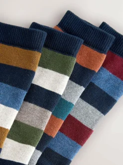 Next Heavyweight Socks 4 Pack Blue/Green/Orange Rugby Stripe Online