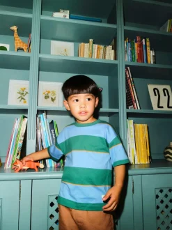 Next Short Sleeve Stripe T-Shirt (3mths-7yrs) (3mths-7yrs) Blue/Green/Orange Discount