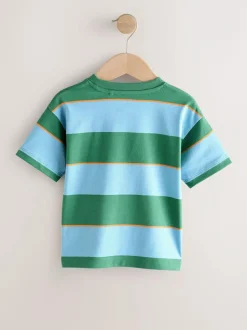 Next Short Sleeve Stripe T-Shirt (3mths-7yrs) (3mths-7yrs) Blue/Green/Orange Discount