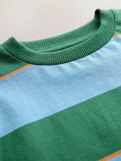 Next Short Sleeve Stripe T-Shirt (3mths-7yrs) (3mths-7yrs) Blue/Green/Orange Discount