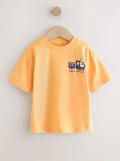 Next Small Short Sleeve Graphic T-Shirts 5 Pack (3mths-7yrs) Blue/Green/Red/Orange/Yellow Cars Hot