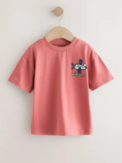 Next Small Short Sleeve Graphic T-Shirts 5 Pack (3mths-7yrs) Blue/Green/Red/Orange/Yellow Cars Hot